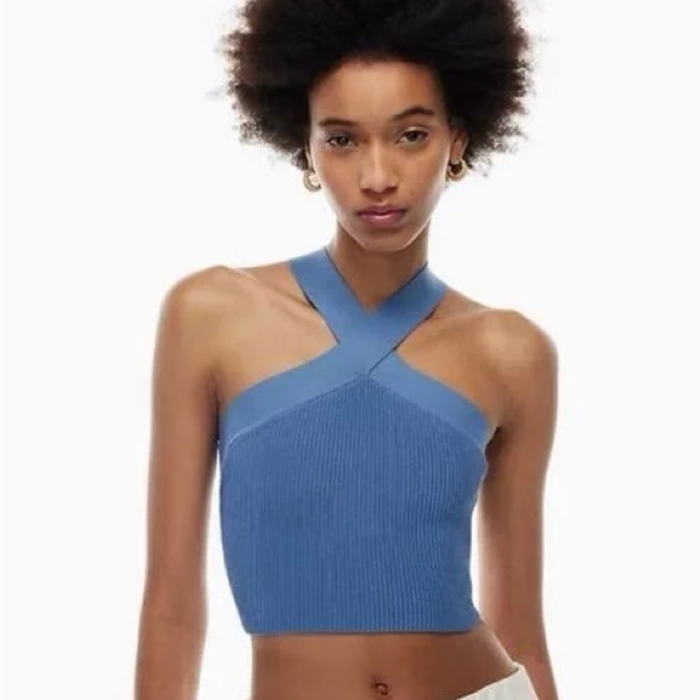 Aritzia Babaton Sculpt Knit Criss-Cross Top